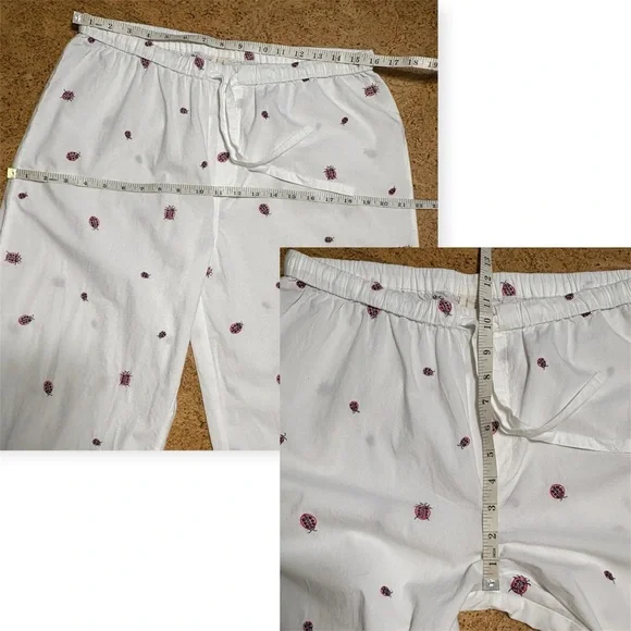 Printfresh + Anthropologie Organic Cotton Embroidery Ladybug Long PJ Set Sz M - Picture 10 of 15